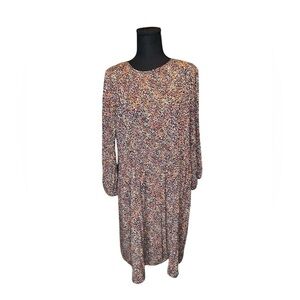 J.Jill Wearever Collection Dress XL Tall Abstract Print Pleated Midi Dress O109